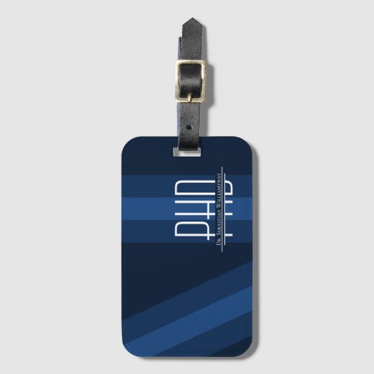 Naam Blauw Afstuderen PhD Bagagelabel (Voorkant (verticaal))