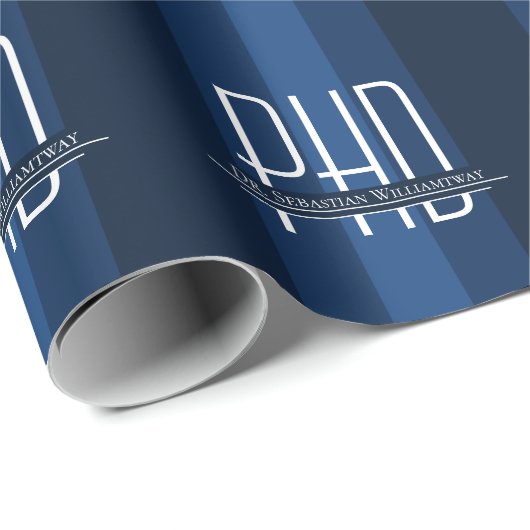 Naam Blauw Afstuderen PhD Cadeaupapier (Rol Hoek)