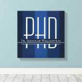 Naam Blauw Afstuderen PhD Canvas Afdruk (Insitu (Houten vloer))