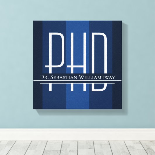 Naam Blauw Afstuderen PhD Canvas Afdruk (Insitu (Houten vloer))