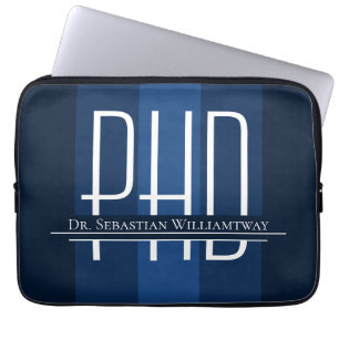 Naam Blauw Afstuderen PhD Laptop Sleeve