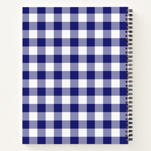 Naam Blauw en Witte Gingham gebarsten Patroonlapto Notitieboek (Achterkant)