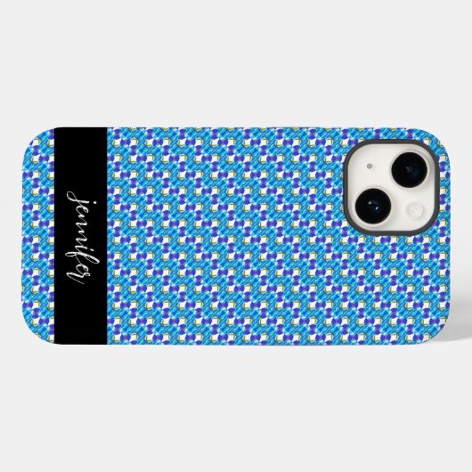 naam Blauw orchideeën patroon Case-Mate iPhone Case (Achterkant (horizontaal))