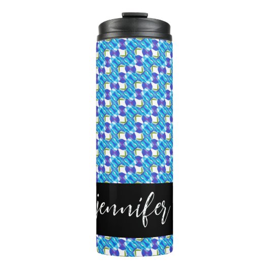 naam Blauw orchideeën patroon Thermosbeker (Voorkant)