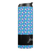 naam Blauw orchideeën patroon Thermosbeker (Gedraaid links)