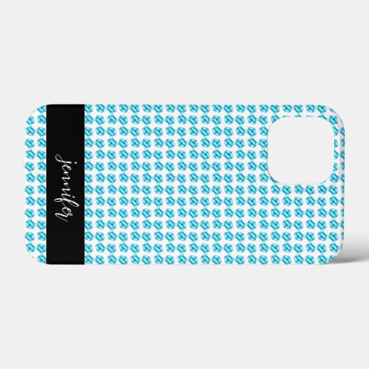  naam Blauw parelpatroon Case-Mate iPhone Case (Achterkant (horizontaal))