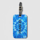 Naam Blauw Tie Dye Bagagelabel (Voorkant (verticaal))
