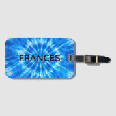 Naam Blauw Tie Dye Bagagelabel (Voorkant (horizontaal))
