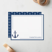 Naam Blauw wit symbool voor anker Notitiekaartje (Voorkant / Achterkant in situ)