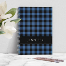 Naam Blauw & Zwarte Ruitjes Gingham Patroon Niet