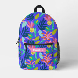 Naam blauwe bloemrijke trendy kleurrijke school Na Bedrukte Rugzak