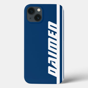 Naam blauwe en witte strijkplank voor sportbeoefen iPhone 13 hoesje