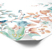 Naam Blauwe Floral Monogram Perfect Poster (Hoek)