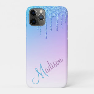 Naam blauwe glitter Ombré Glam Case-Mate iPhone Case