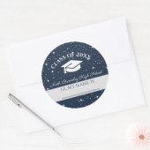 Naam blauwe klasse reünie-tag ronde sticker (Envelop)