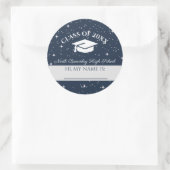 Naam blauwe klasse reünie-tag ronde sticker (Tas)