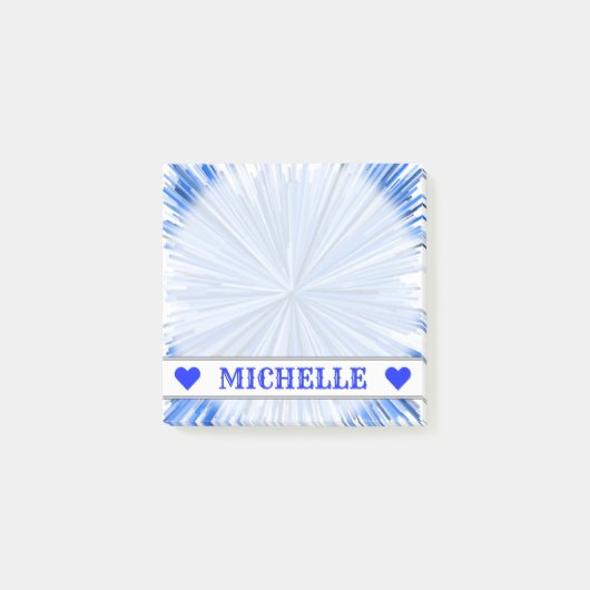  naam - Blauwe lijn Burst Patroonnotities Post-it® Notes (Voorkant)