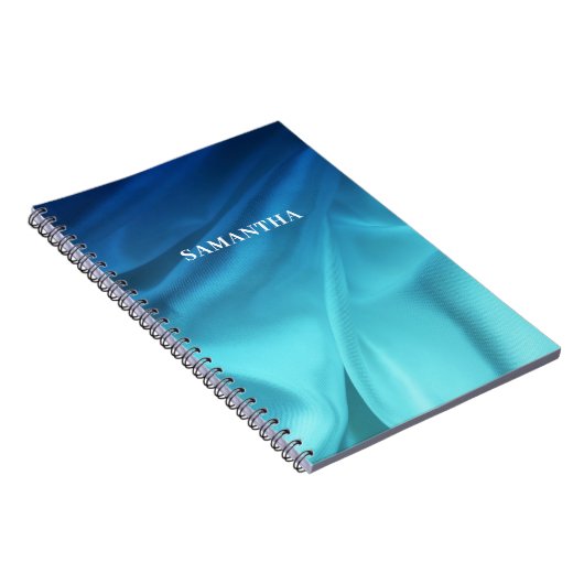 Naam blauwe oceaansatin notitieboek (Rechterzijde)