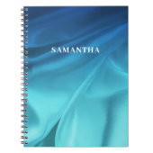 Naam blauwe oceaansatin notitieboek (Voorkant)