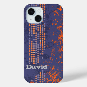 naam blauwe oranje surf stijl iPhone 15 case