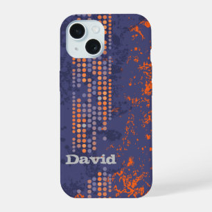 naam blauwe oranje surf stijl iPhone 15 case