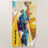 Naam, Blauwe Spierauto's op Zand Strandlaken (Voorkant)