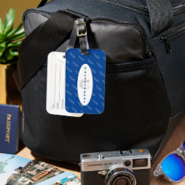 Naam Blauwe Veren Patroon Elegant Eenvoudig Modern Bagagelabel