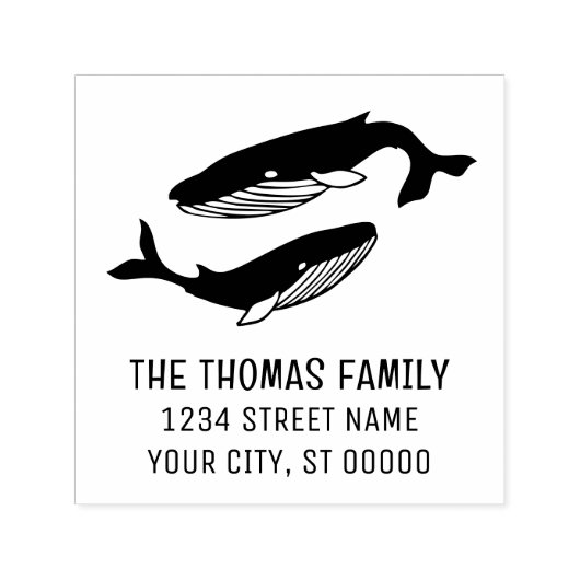 Naam blauwe vinvis Retouradres Zelfinktende Stempel (Design)