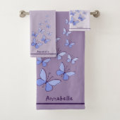 Naam Blauwe Vlinder Doodle Kaleidoscoop Lavendel Bad Handdoek (Insitu)