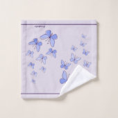 Naam Blauwe Vlinder Doodle Kaleidoscoop Lavendel Bad Handdoek (Wasdoekje)