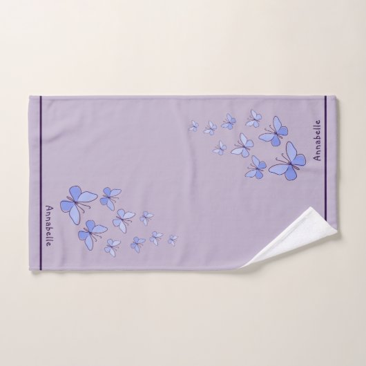 Naam Blauwe Vlinder Doodle Kaleidoscoop Lavendel Bad Handdoek (Handdoek)
