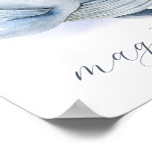 Naam Blauwe Witte Aquarel Baleinwalvis Poster (Hoek)