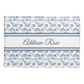 Naam Blauwe witte walvis Ocean Pattern Nursery Kussensloop (Achterkant)
