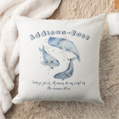 Naam Blauwe witte walvis Ocean Theme Nursery Kussen (Deken)