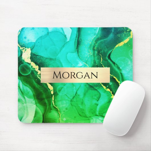 Naam, Blauwgroen gele en groene vloeibare inkt, go Muismat (Met muis)