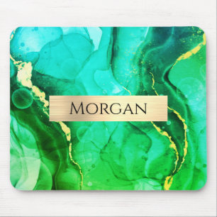 Naam, Blauwgroen gele en groene vloeibare inkt, go Muismat