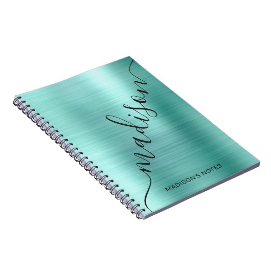 Naam Blauwgroen monogram monogram handtekening mod Notitieboek (Rechterzijde)