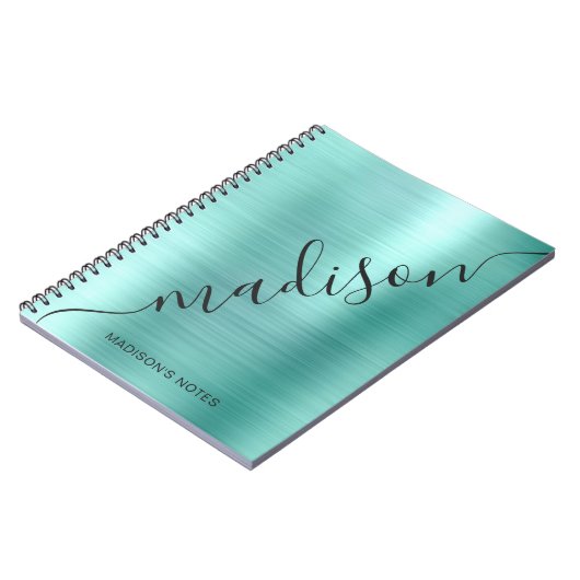 Naam Blauwgroen monogram monogram handtekening mod Notitieboek (Linkerzijde)