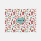 Naam Blauwgroen & Rode Sneeuwman, Snoepjes Fleece  (Voorkant (Horizontaal))