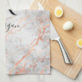 Naam/Blk Monogram, Wit & Roze Goud Marmer, Vs 2 Theedoek (Quarter Fold)