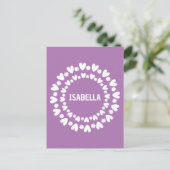 Naam bloemen en harten briefkaart (Staand voorkant)