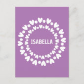 Naam bloemen en harten briefkaart (Voorkant)