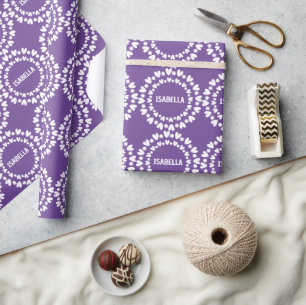 Naam bloemen en harten cadeaupapier