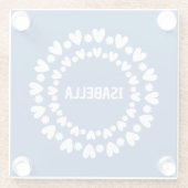 Naam bloemen en harten glazen onderzetter (Achterkant)