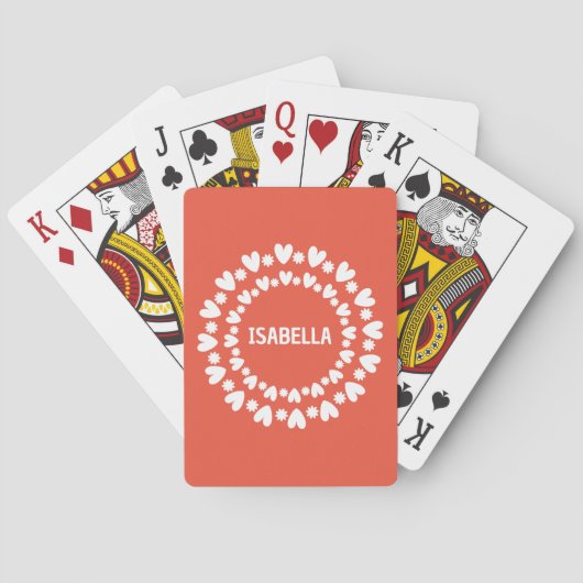 Naam bloemen en harten pokerkaarten (Achterkant)