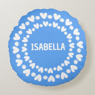 Naam bloemen en harten rond kussen