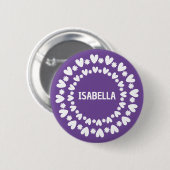 Naam bloemen en harten ronde button 5,7 cm (Voorkant /achterkant)