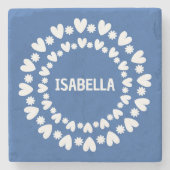 Naam bloemen en harten stenen onderzetter (Voorkant)