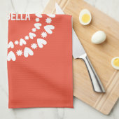 Naam bloemen en harten theedoek (Quarter Fold)