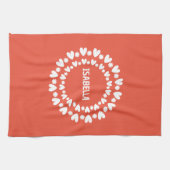 Naam bloemen en harten theedoek (Horizontaal)